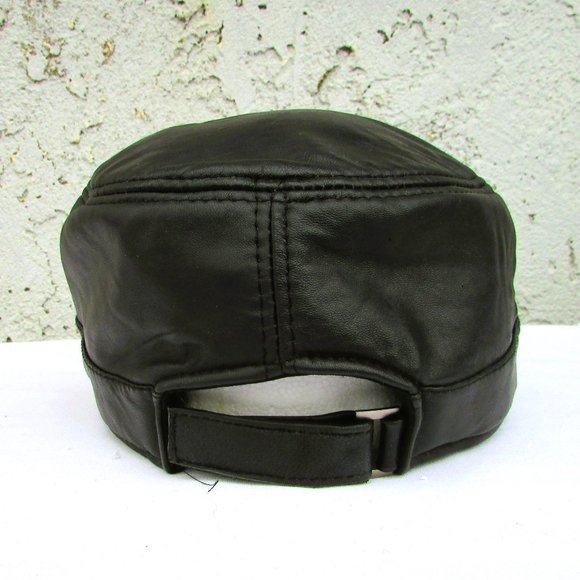 Black leather news boy hat O/S main image 6